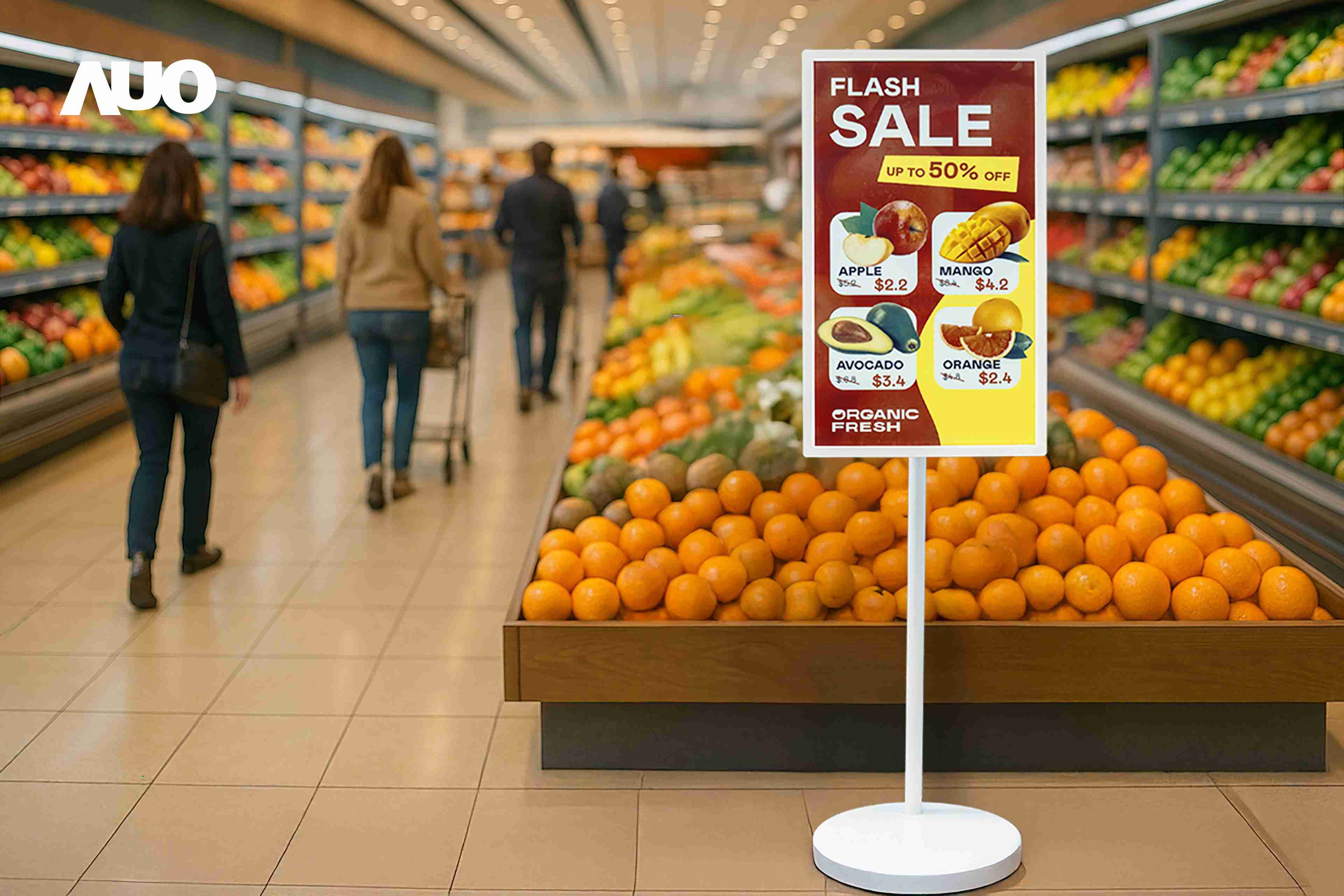 达擎首亮相低功耗、、全彩的〝aecoPost电子纸解决方案〞，，，，仅在更新画面时需要微量的电力驱动，，，无需布建电线的便捷设计，，，，使其可灵活应用、、、随意置放，，并可透过云端或行动装置app，，，，轻松管理及排程广告内容，，，，晋升店头营销利器。。